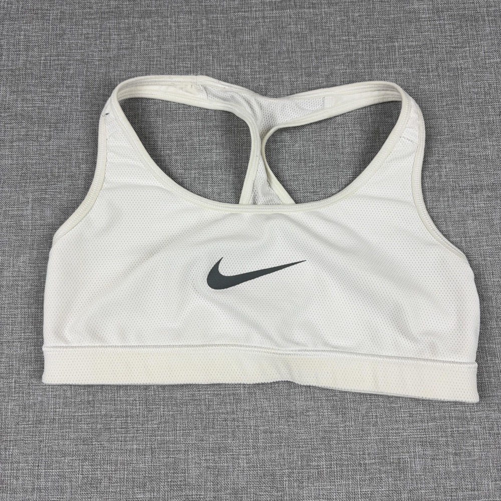 Nike Sports Bra Womens S White Racerback Dri-FIT Mesh Wireless Breathable